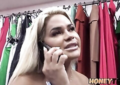 Luna Oliveira, a golden-haired mother I'd like to fuck with a penchant for the risqué, surprises her transgender ally Barbara Pires with a visit