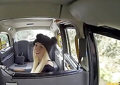 Busty hot blonde Amber Deen sucks and fucks taxi driver