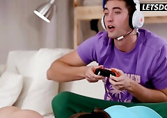 Lady Gang Disturbs Stud From His Video Games By Sucking & Riding Him Good - HORNY HOSTEL - Porn Video