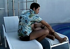 Busty Shemale with Raven Hair Aline Santos Proposed Masseur to Polish Her Arse with His Dick
