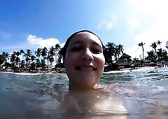 Trying our action web camera at a beautyful mexican beach