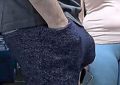 Pervert Stranger Touch Her Booty Inside Bus and Ejaculate Using Angel's Hand