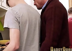 Twink rides older stepdad