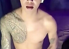 Filipino Inked Horny Twink Teasing and Masturbating Until He Cums