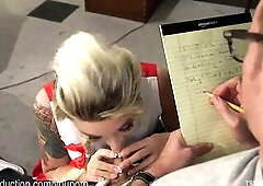 Hawt TS Cheerleader Seduces Dorky Trainer