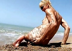 Alexa Cosmic tgirl stripped on the beach getting smutty with sand and swimming in the sea...