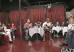 Boy sucking stripper at party