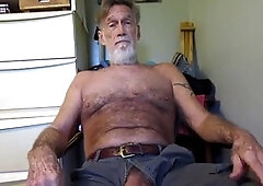 Mature daddy indulging in gay solo roleplay and intense masturbation session