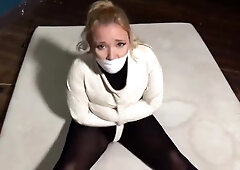 Lil Missy gagged and straitjacketed in pantyhose