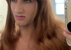 Crossdresser Looking at Mirror (Loop) two