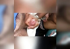 Lady male gives chap facial