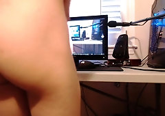 rides dildo on office chair