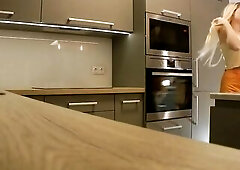 Sexy and hot slim blond gets bored and ignored and flashes her pants below her short petticoat on high heels