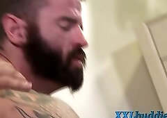 Buff guy gobbles dick and gets fucked