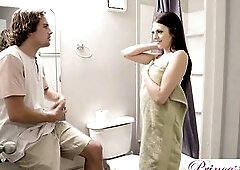 After Megan begins a foreplay fight with her step-bro, sucking his knob untill this chab cums. This guy has to return the favour by licking her cunt; 