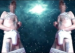 Excitable hands-free man gives himself a spectacular cum show