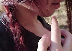 POV Domination in Public! Girl with her master in the forest!