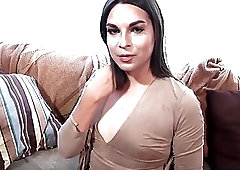 Gorgeous shemale amateur Claudia Polanski gets naked and enjoys masturbation