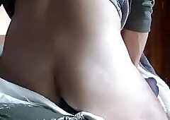 Sitting on cucumber tucked up my ass