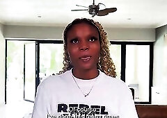 This CUTE BLACK student came to the INTERVIEW... that babe had an CLIMAX at the end