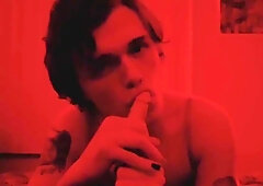 Trans Sissy Sucks And Fucks Dildo