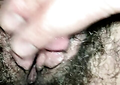 Hirsute cunt masturbate
