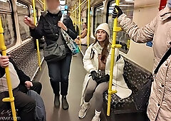 Bralees Ellie Flashes Her Tits on the Train