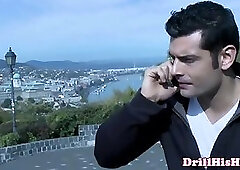 Muscular bottom hunk cums over himself