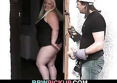 Plump golden-haired faty takes it from behind