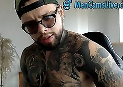 Colossal Black tattoo masturbating Part 2 doing a Cam Show