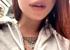 Inked Redhead Shows Off Tattoos and Body in Public