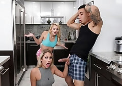 Small-tit lady Angela White screwed in the bedroom in front of her gf