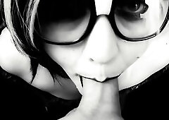 Hot nerd swallows a load