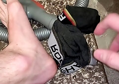 Sex toy, vacuum cleaner masturbation, big cock cumming