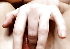 Masturbating previous to going to daybed! - Twat trickling juice close up