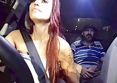 Lady app driver catches passenger getting off in the backseat