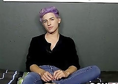 Sexy teen makes a mess of his chest