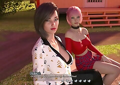 Digital fantasy roleplay with idealized women in serene outdoor settings