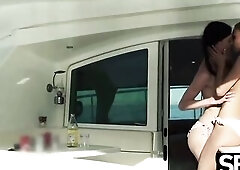 Charming golden-haired and hawt hot brunette hair eat vagina at a yacht party