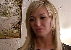 PAssionate fuck session between dude and a hot blonde shemale