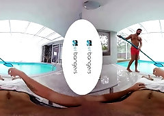 VRBGay.com Steamy Man Logan Moore screwing at the pool side Queer VR PORNOGRAPHY