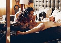 Exotic, ebony chick, Julie Kay is sucking cock and licking balls before having amazing sex