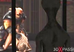 Secrets of Area 51. Sci-fi Male Android Plays with a Hot Girl in the Lab