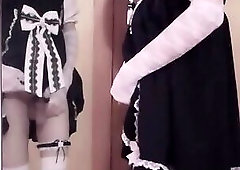 Chinese CD Crossdresser Masturbate and Jerks off into W