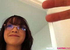 Casting teen gets messy facial after doggy anal fuck in the back room