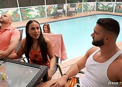 Rough poolside fuck movie featuring mommy Alexis Fawx