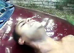 Black butt licking in the car