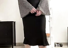 See my flare office blouse and hot secretary satin silk petticoat. My high heels latex ankle boots make me so warm and I'm thinking of u below my