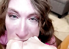 TRANSGENDER SISSY DROWNS IN DEEPTHROAT FUN AND URINATE