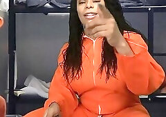 Prison cell mate fucks her ass toy and blows a load